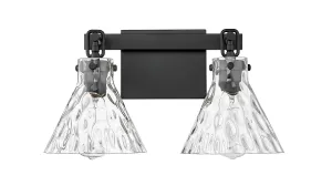2 Lamps Barlon Vanity Light - Matte Black - Clear Water Glass - 16.25in. Wide