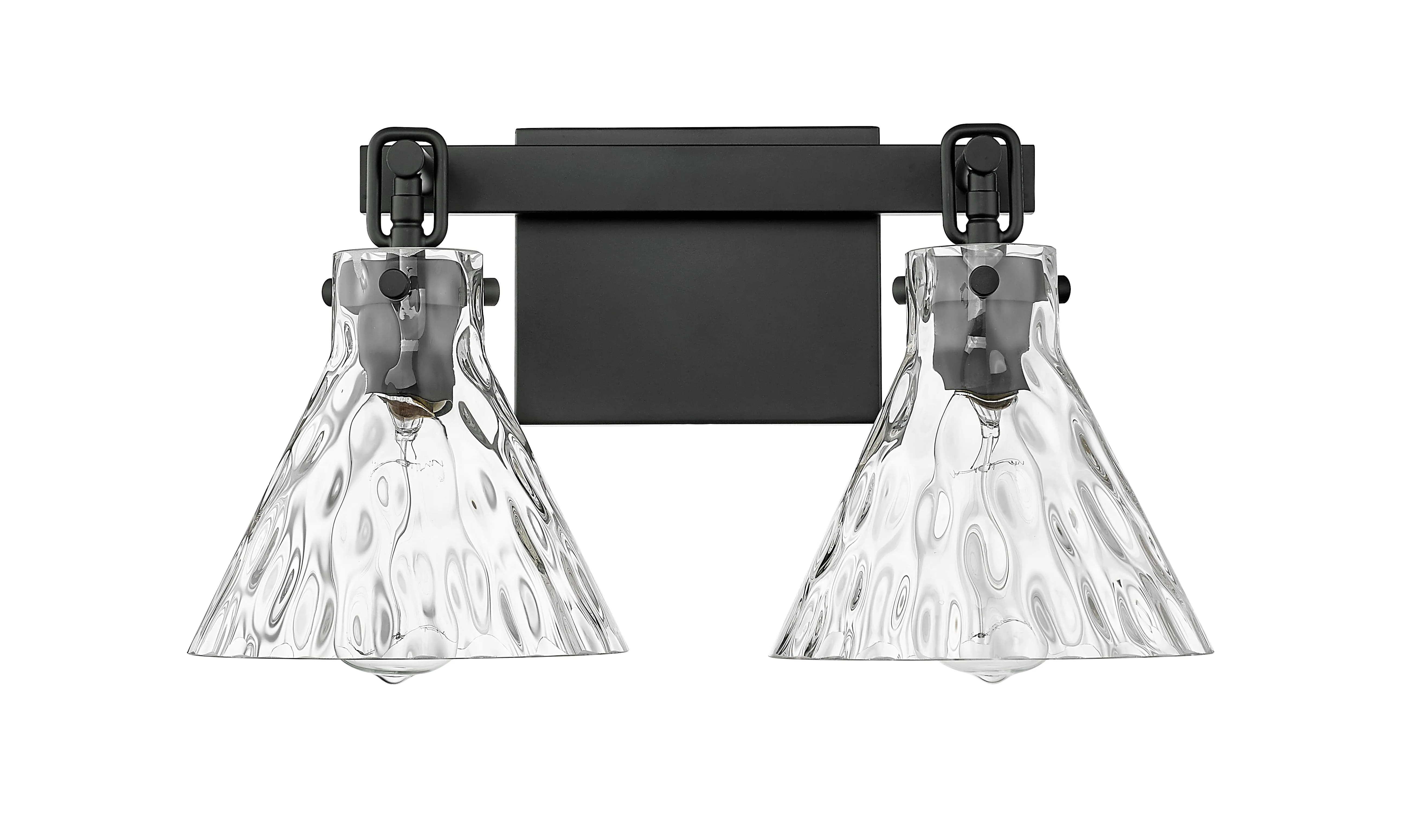 2 Lamps Barlon Vanity Light - Matte Black - Clear Water Glass - 16.25in. Wide