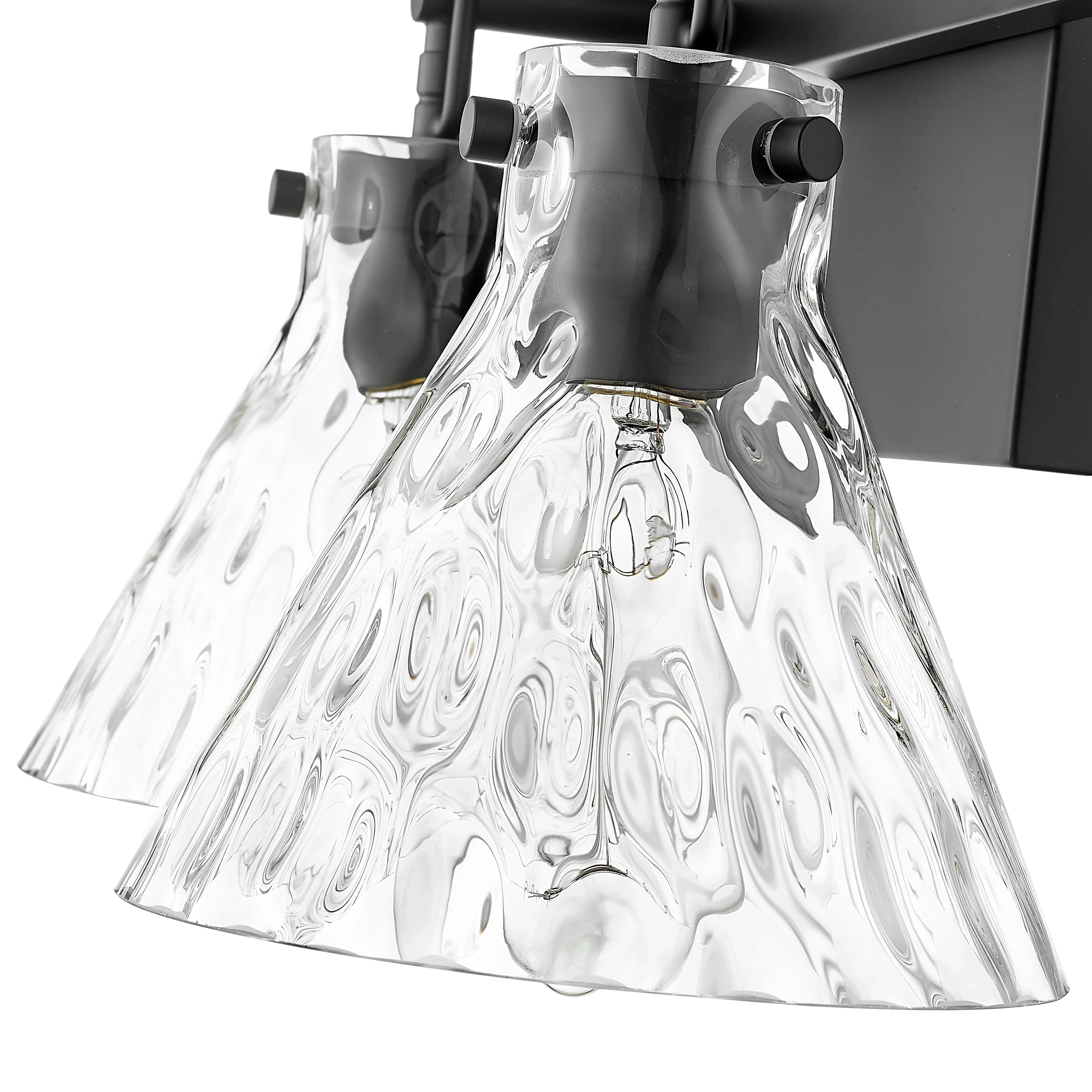 2 Lamps Barlon Vanity Light - Matte Black - Clear Water Glass - 16.25in. Wide