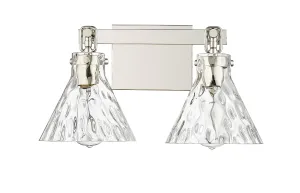 2 Lamps Barlon Vanity Light - Polished Nickel - Clear Water Glass - 16.25in. Wide