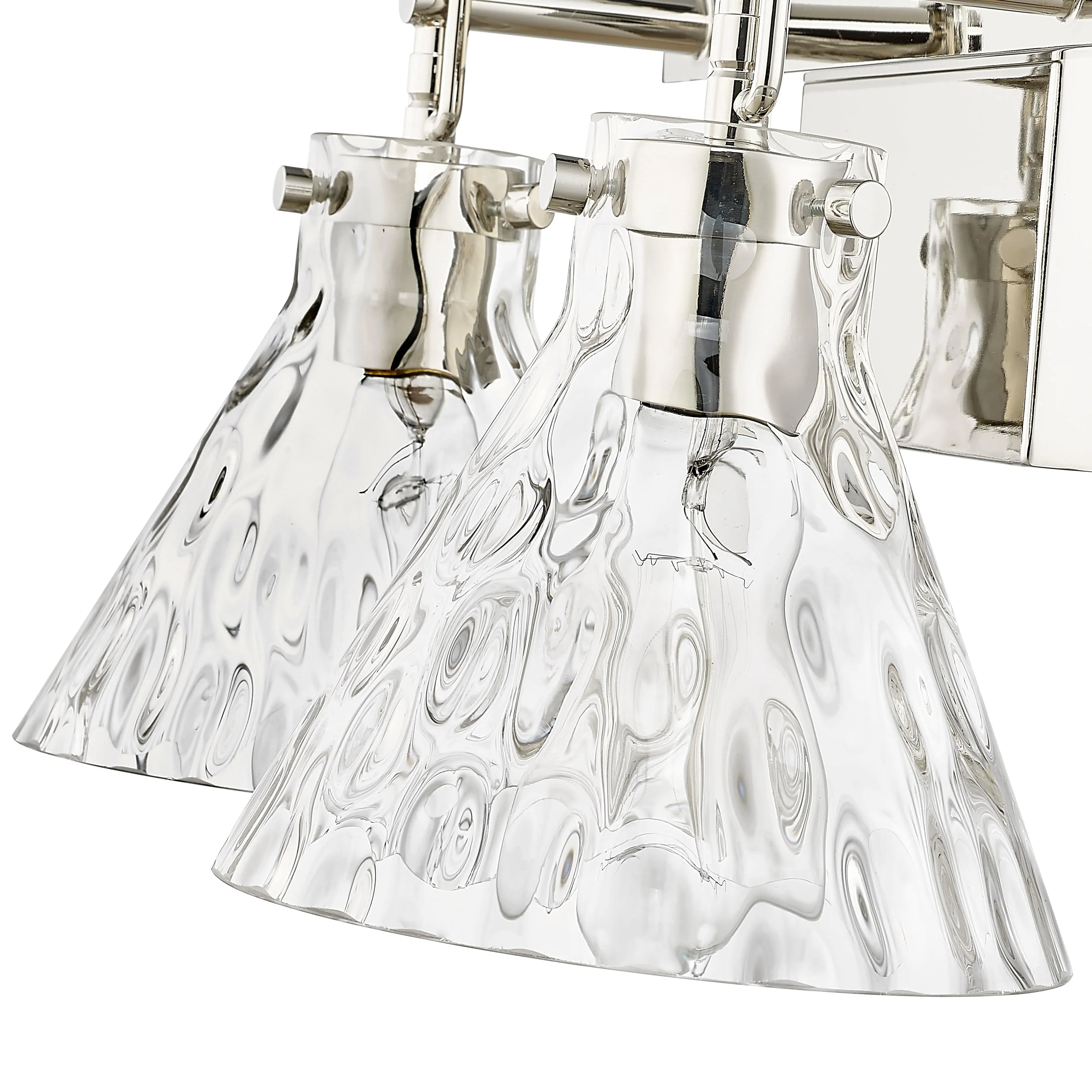 2 Lamps Barlon Vanity Light - Polished Nickel - Clear Water Glass - 16.25in. Wide