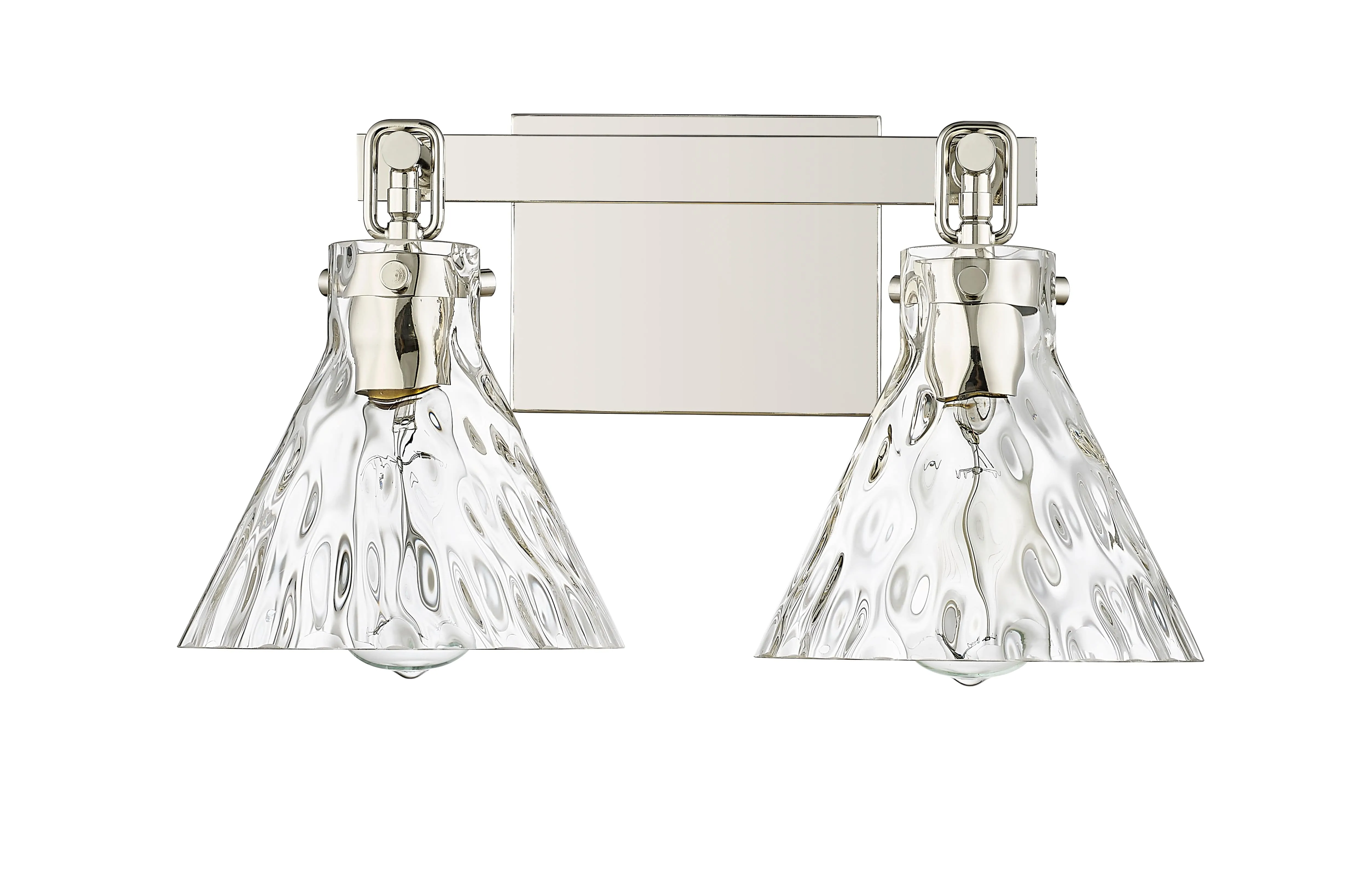 2 Lamps Barlon Vanity Light - Polished Nickel - Clear Water Glass - 16.25in. Wide