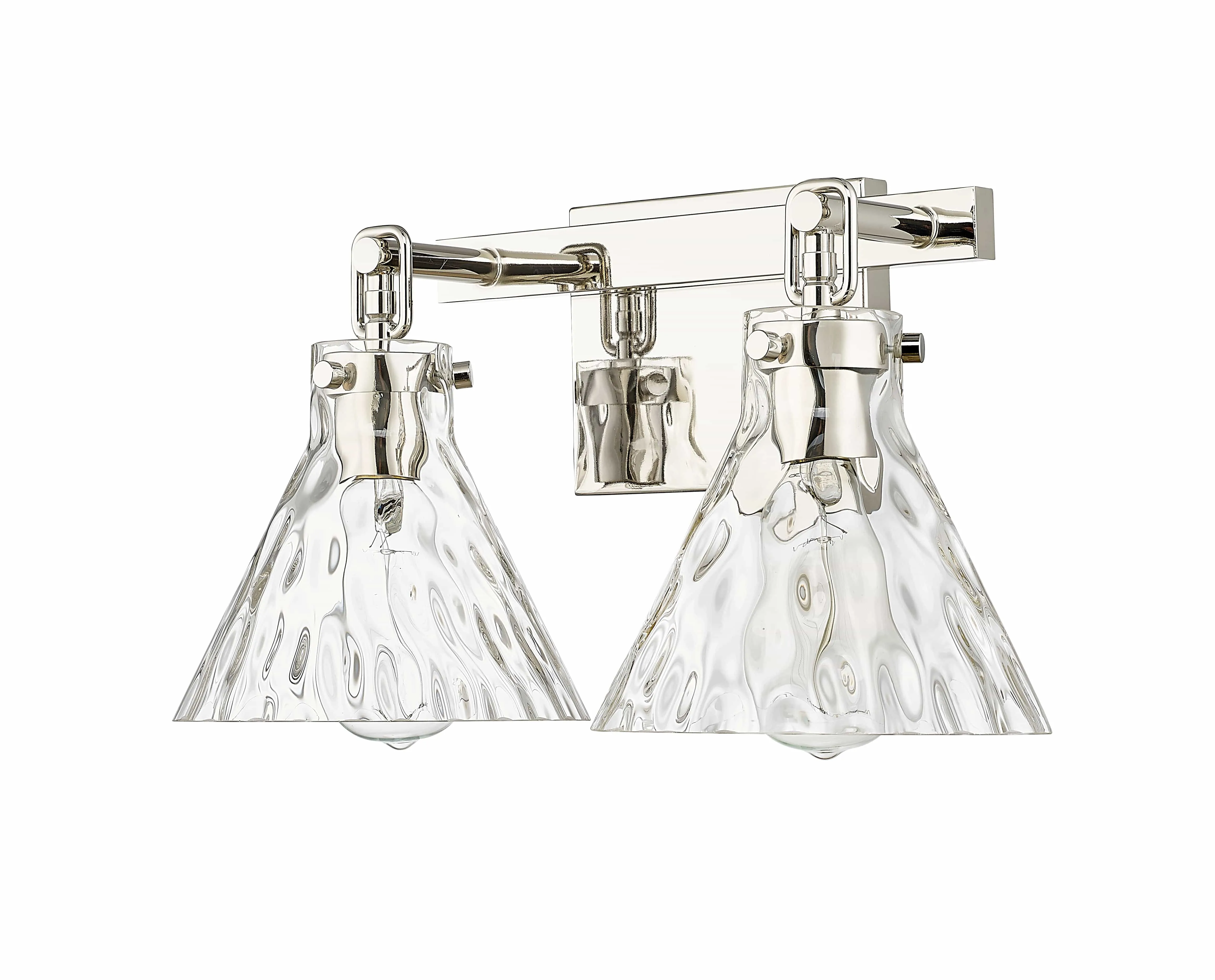 2 Lamps Barlon Vanity Light - Polished Nickel - Clear Water Glass - 16.25in. Wide