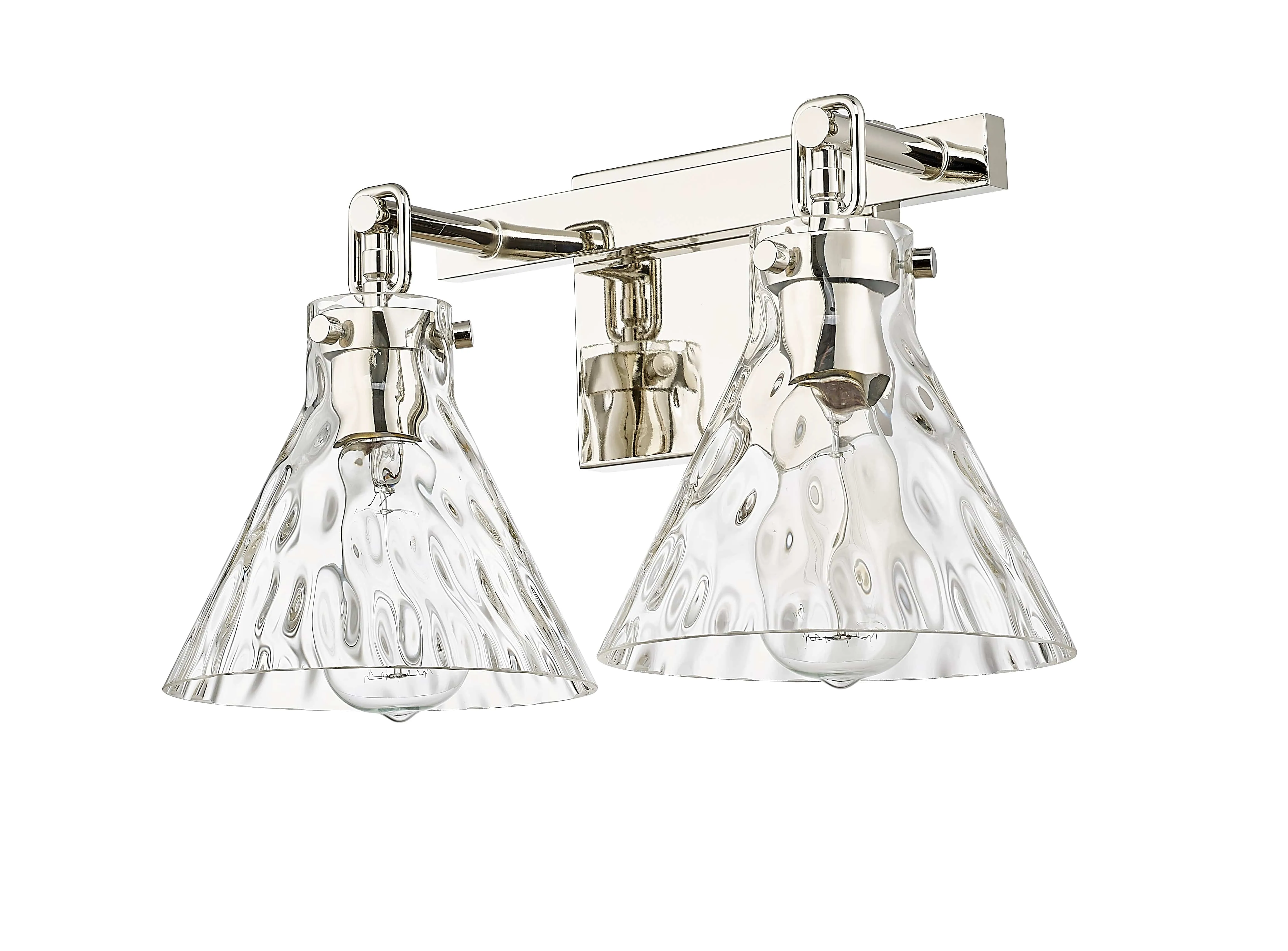 2 Lamps Barlon Vanity Light - Polished Nickel - Clear Water Glass - 16.25in. Wide