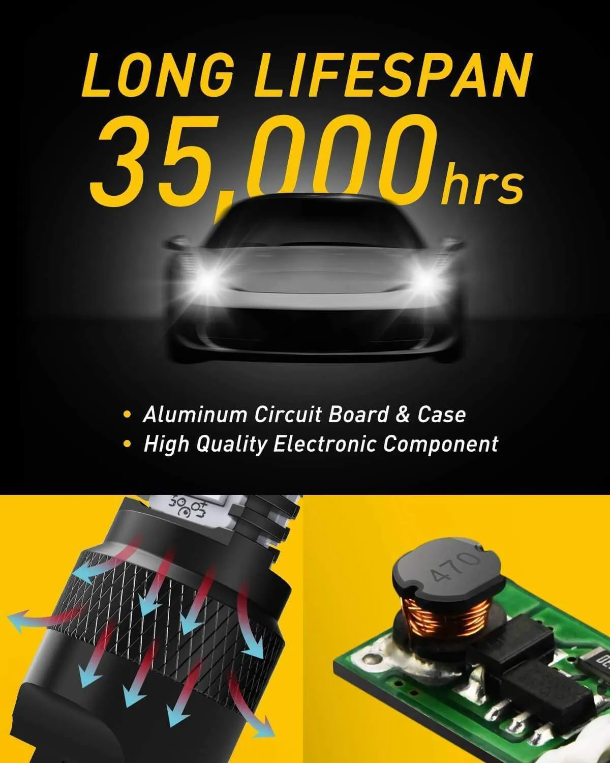7440/7443 LED Bulb Amber Yellow with Projector for Turn Signal Bulbs Blinker Lights