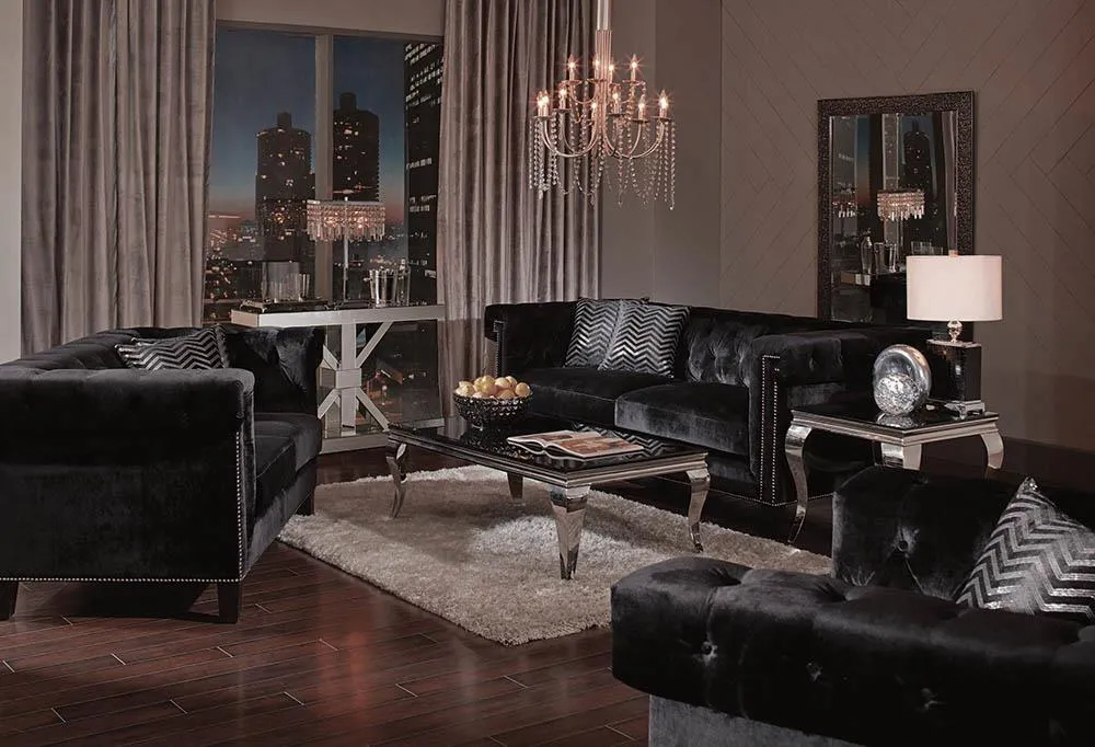 Abildgaard Collection - Black - Reventlow Tufted Loveseat Black