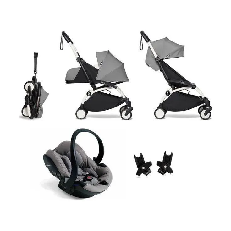 BABYZEN YOYO² Travel System - Grey bundle (car seat   fabric pack with frame)