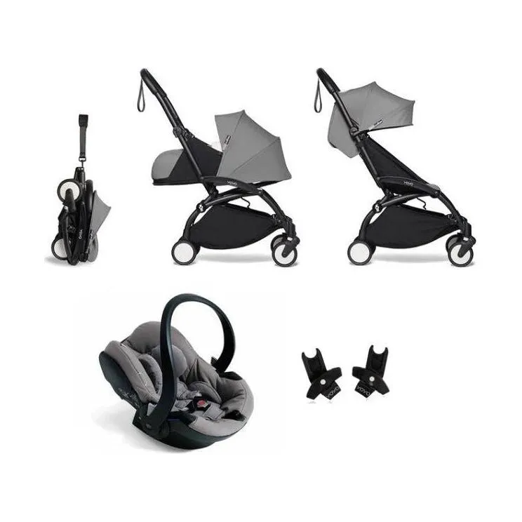 BABYZEN YOYO² Travel System - Grey bundle (car seat   fabric pack with frame)