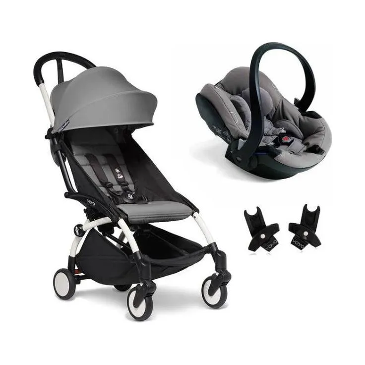 BABYZEN YOYO² Travel System - Grey bundle (car seat   fabric pack with frame)
