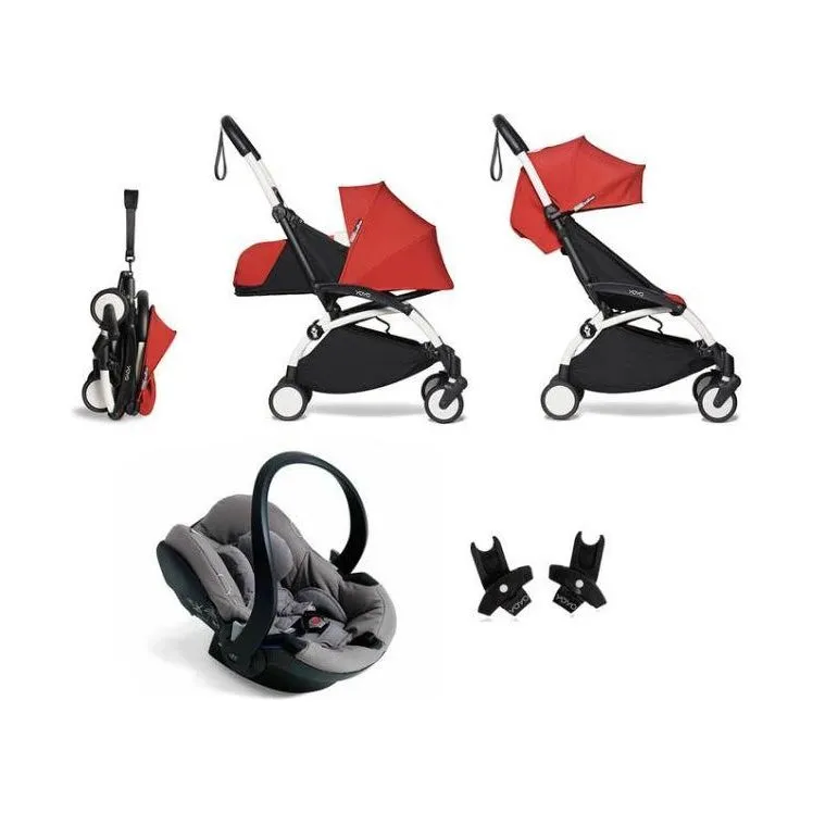 BABYZEN YOYO² Travel System - Red bundle (car seat   fabric pack with frame)
