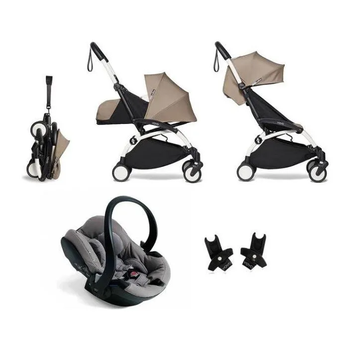 BABYZEN YOYO² Travel System - Taupe bundle (car seat   fabric pack with frame)