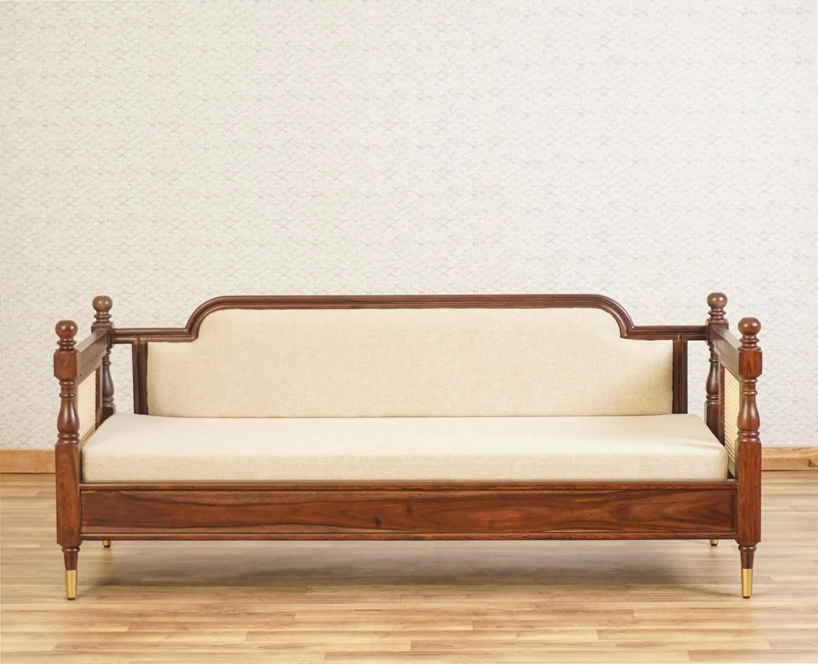 Boston Sheesham Wood Rattan Cane three Seater sofa