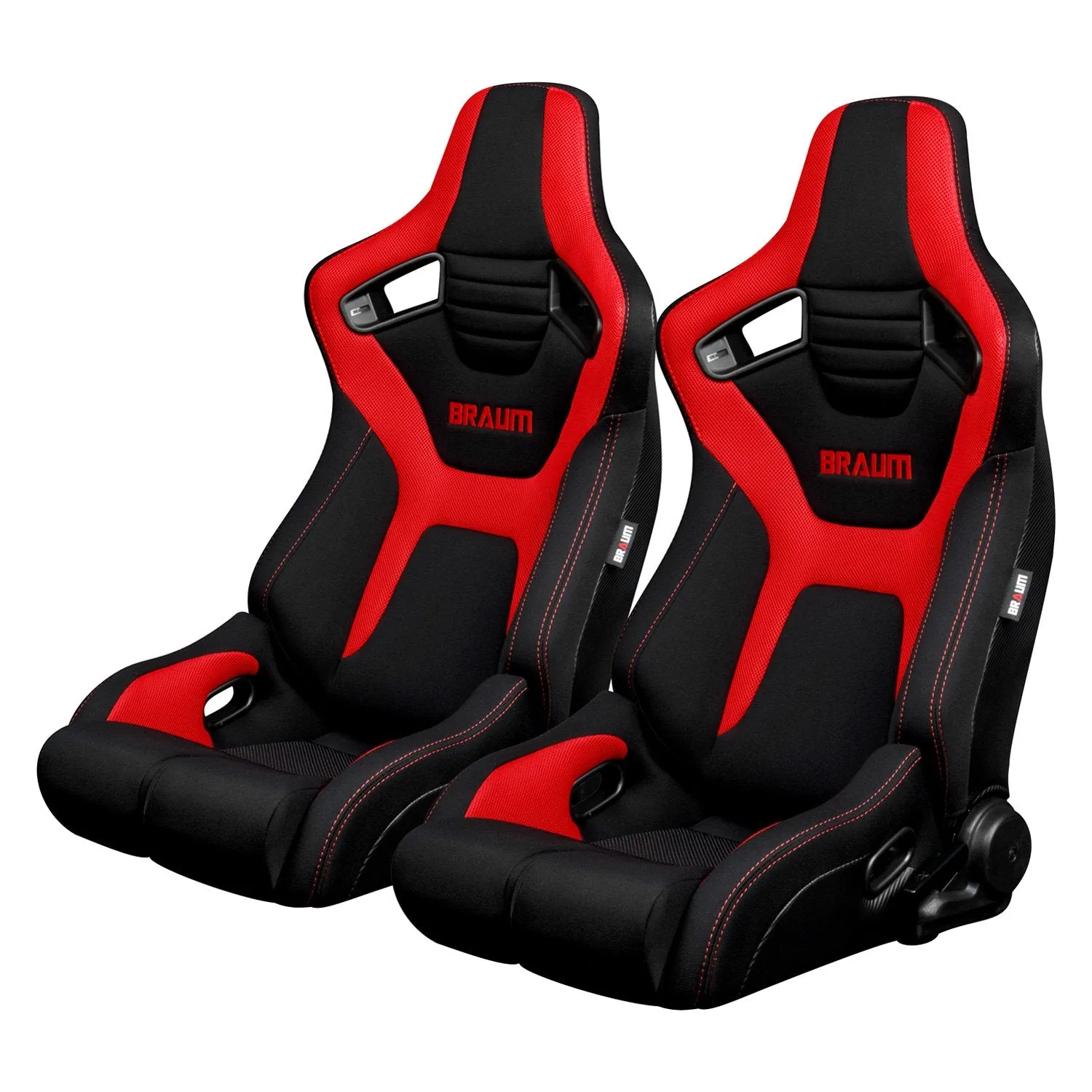 BRAUM Elite-R Racing Seats (Reclining - Black & Red Cloth) BRR1R-BFRD