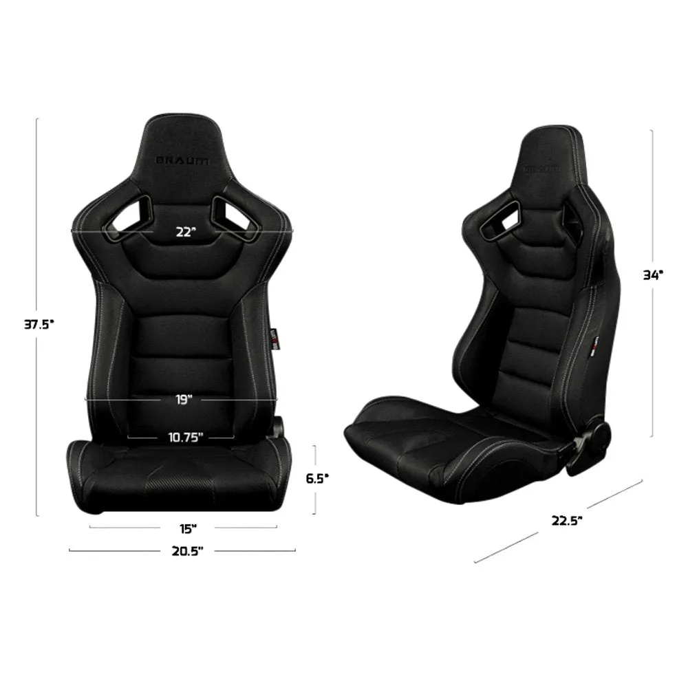 BRAUM Elite Sport Seats (Reclining - Black Jacquard Cloth) BRR1-BFGS