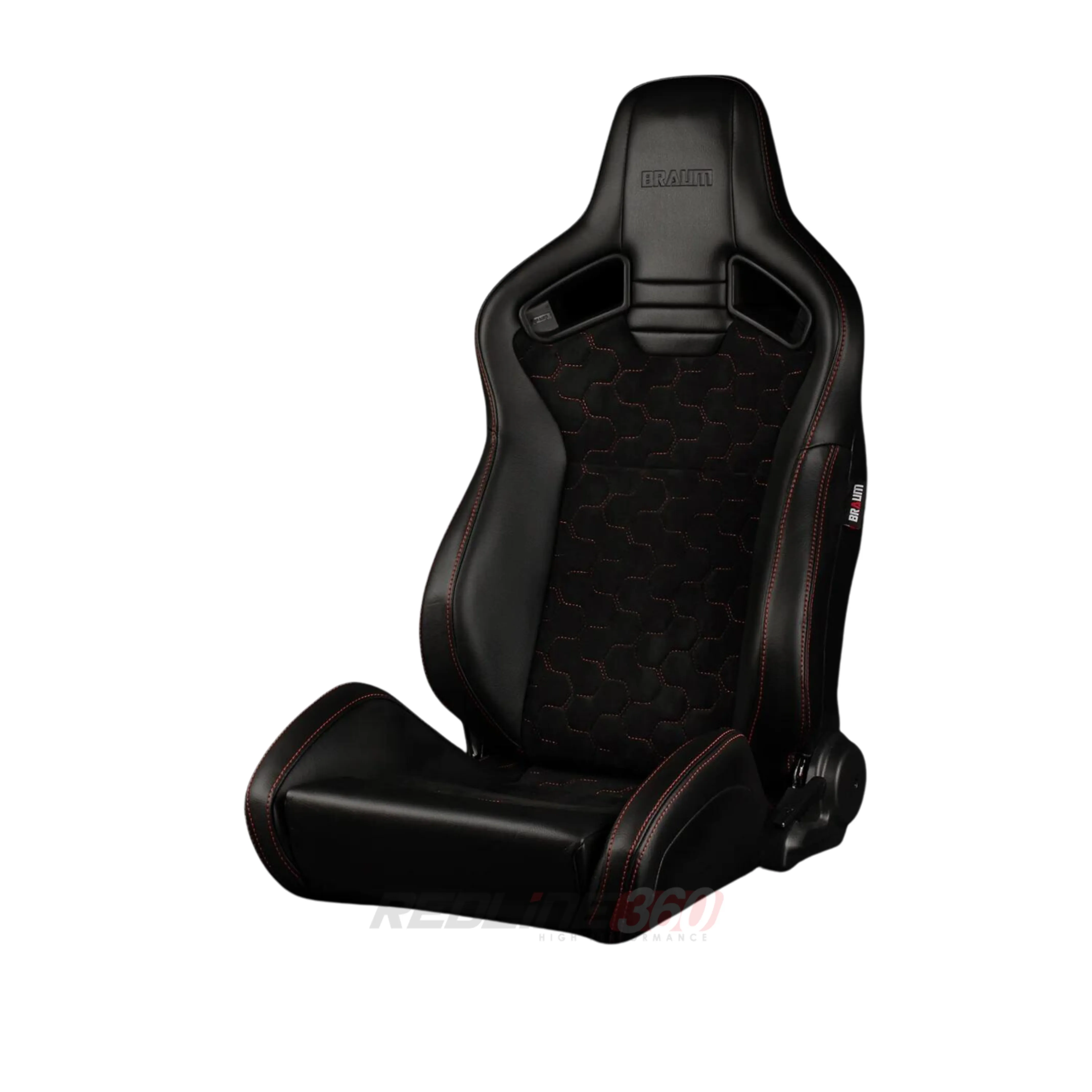 BRAUM Elite V2 Sport Seats (Reclinable - Black Honeycomb Suede) Grey or Red Stitching