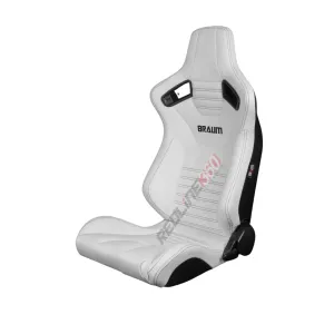 BRAUM Elite-X Racing Seats (Reclinable - White Leatherette w/ Black Stitching) BRR1X-WHBS