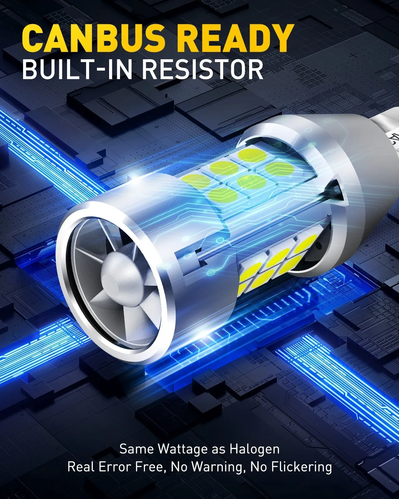 Brightest 921 LED Bulb with Fan - Bright, Error-Free, Easy Install