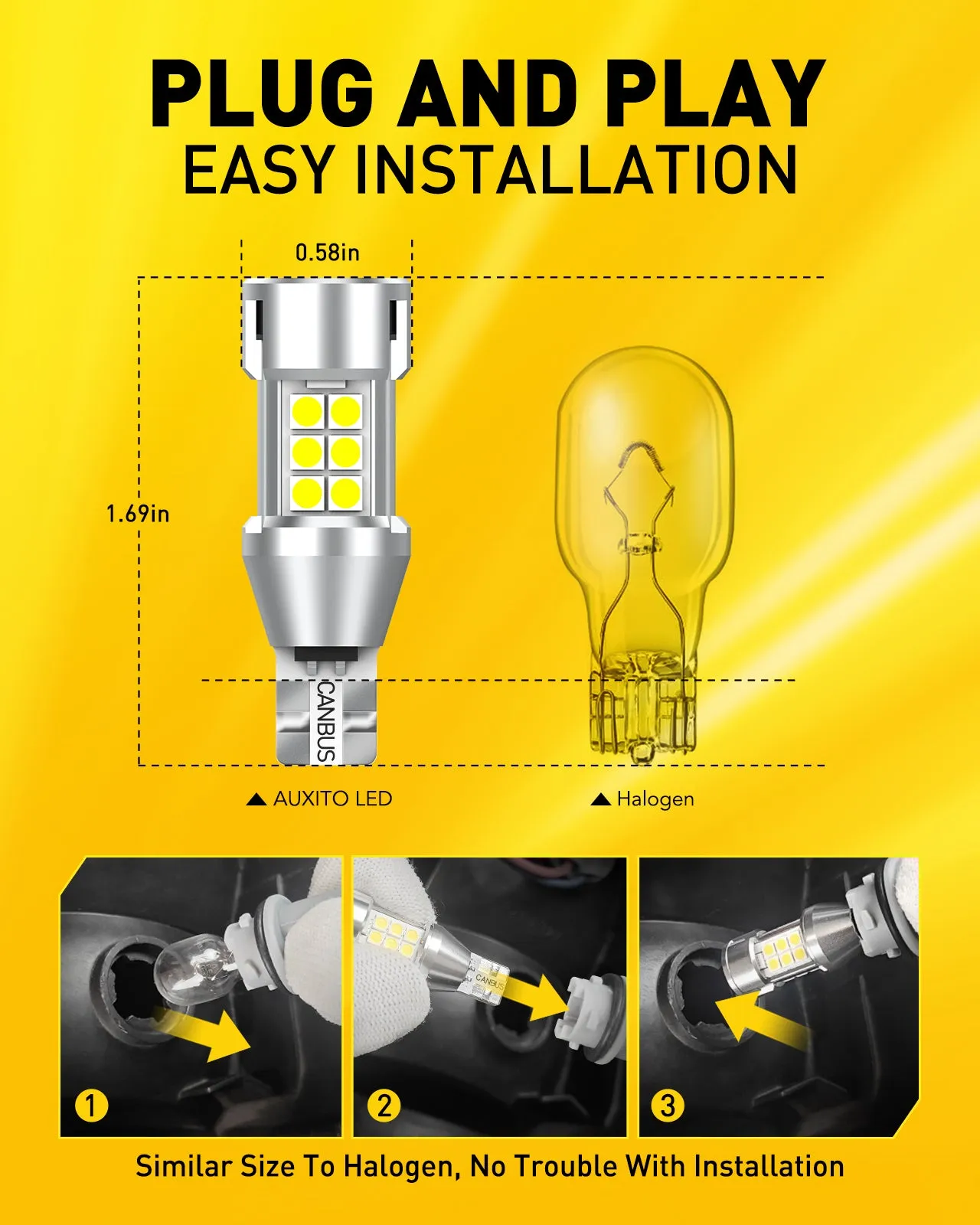 Brightest 921 LED Bulb with Fan - Bright, Error-Free, Easy Install