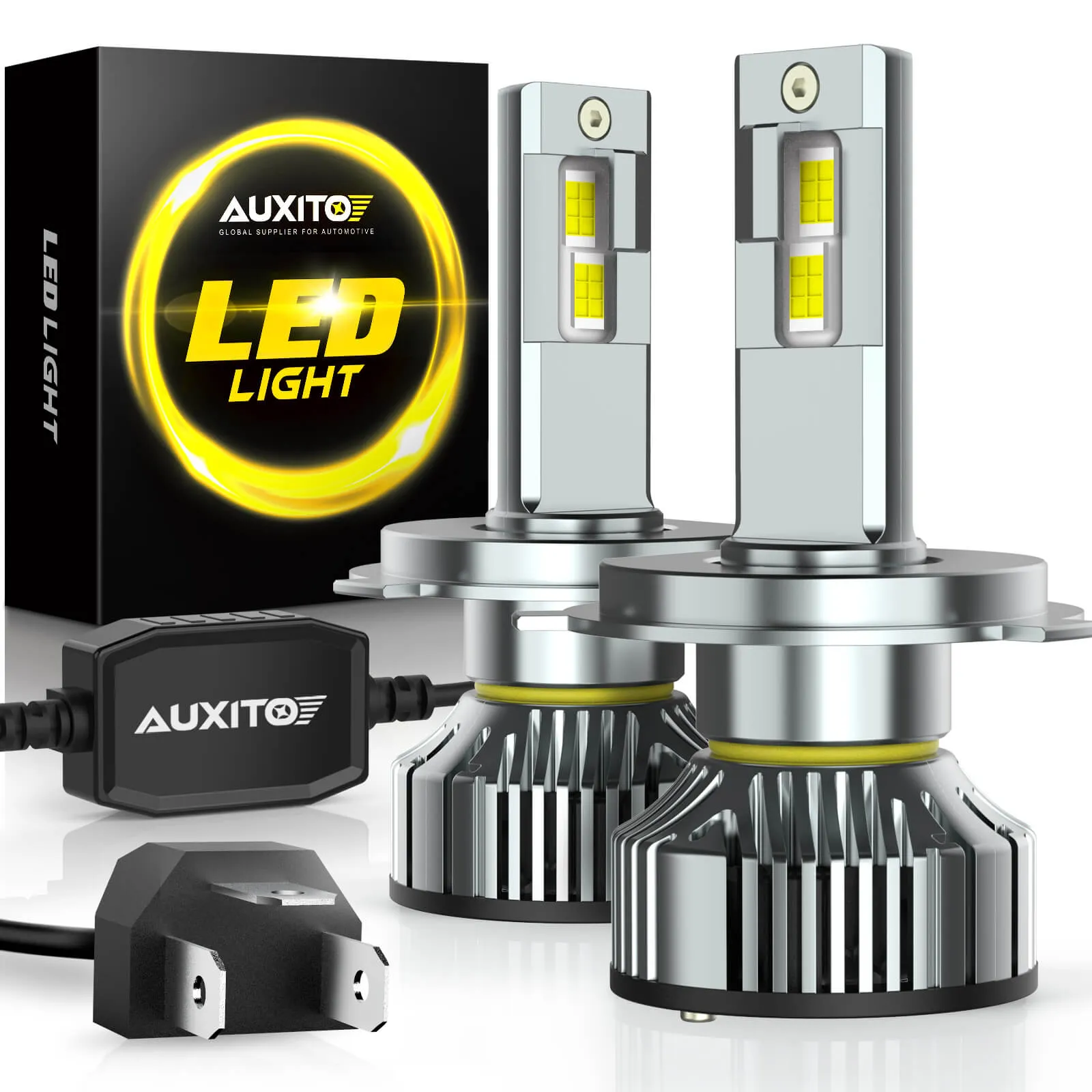 Brightest H4 LED Headlight Bulb 120W 24000 Lumens 6500K White 9003 Motorcycle Headlight with External Driver