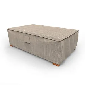 Budge Budge P5A36PMNW2 NeverWet Patio Ottoman Coffee Table Cover, Large, Tan Tweed