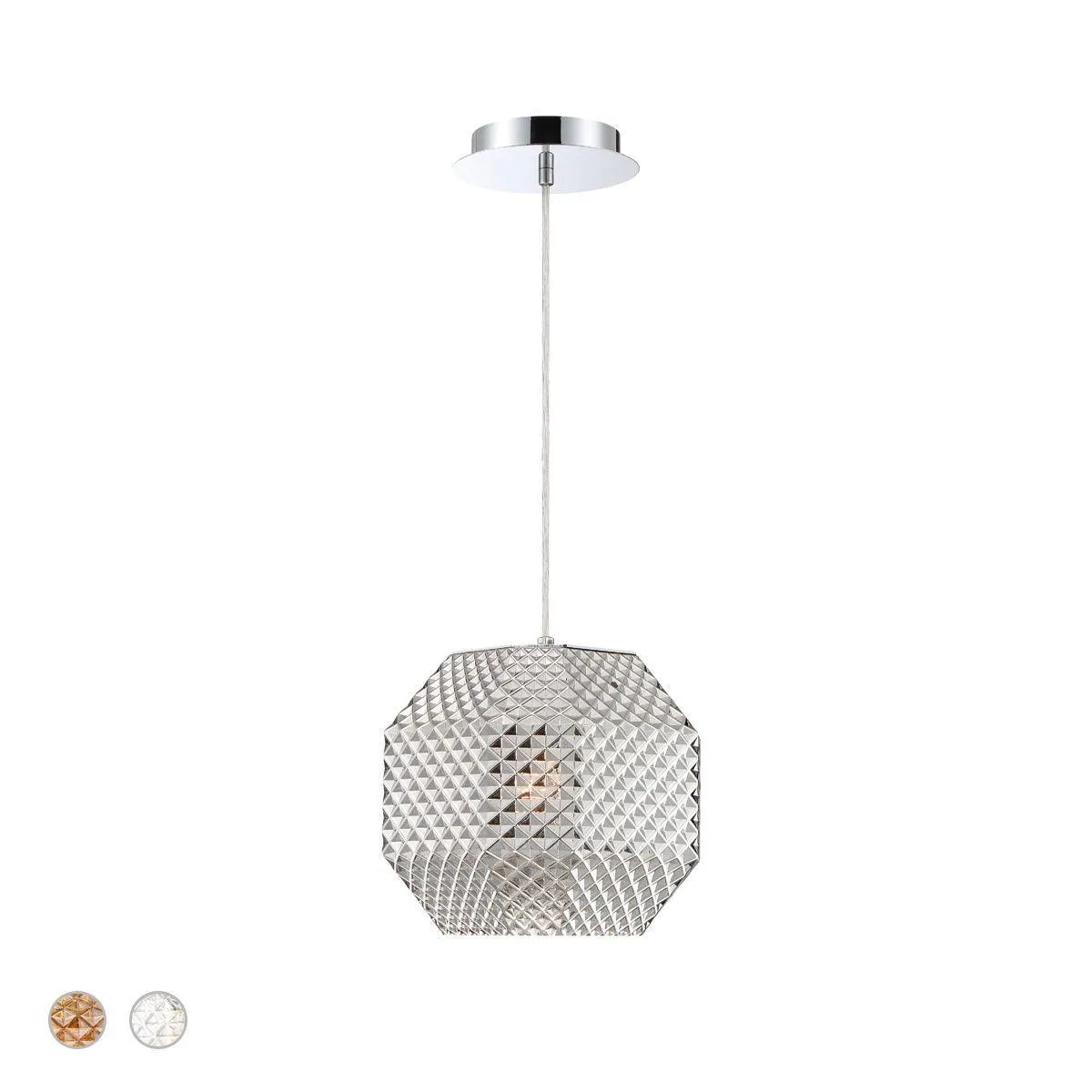 Catalda 9 in. Pendant Light Chrome Finish Smoke Shade