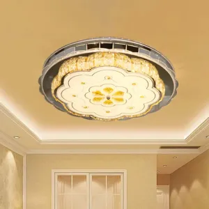 Clear Flower Crystal Flushmount LED Ceiling Lamp in Stainless Steel