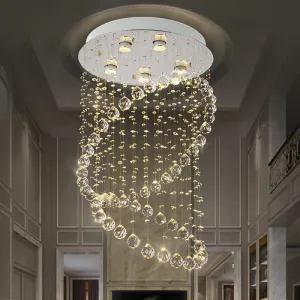Contemporary Nickel Crystal Flush Mount Lamp with 5 Lights
