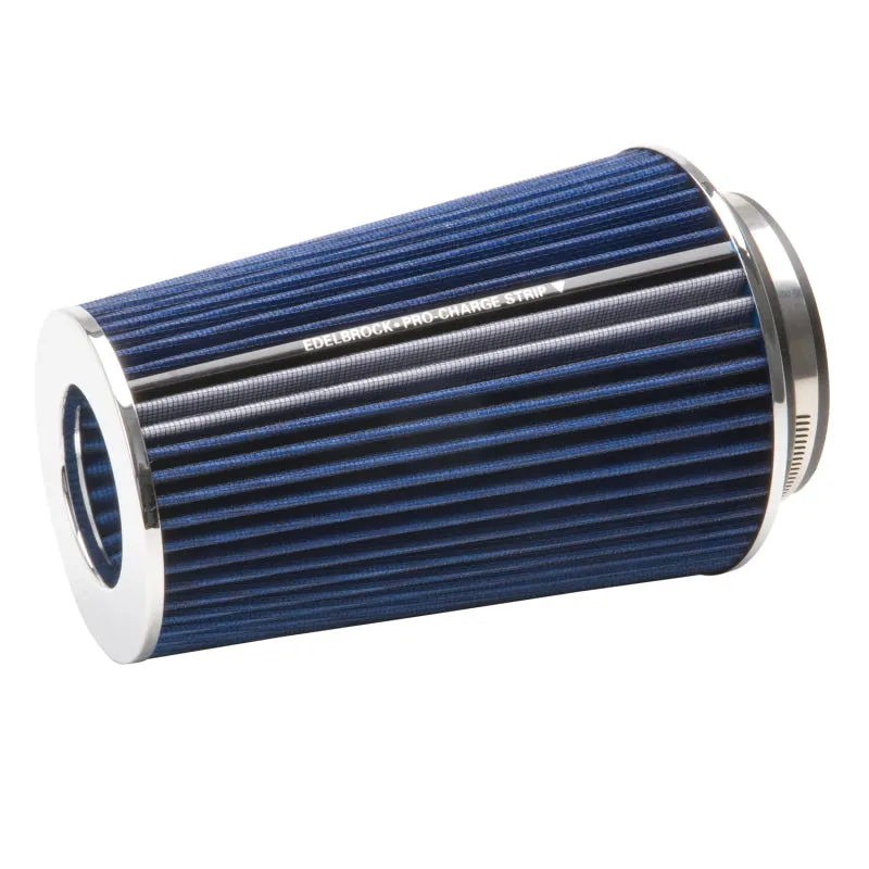 Edelbrock Pro-Flo Air Filter Element Conical 6" Base 4-3/4" Top Diameter - 10-1/2" Tall - Chrome/Blue