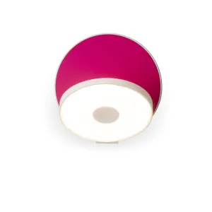Gravy 5 in. LED Wall Light Plug In Matte White Body Matte Hot Pink Plate