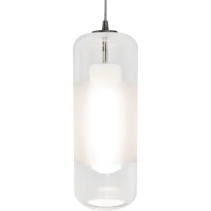 Hermosa 6 in. LED Pendant Light 120-277V 4000K Satin Nickel finish with Clear & White shade