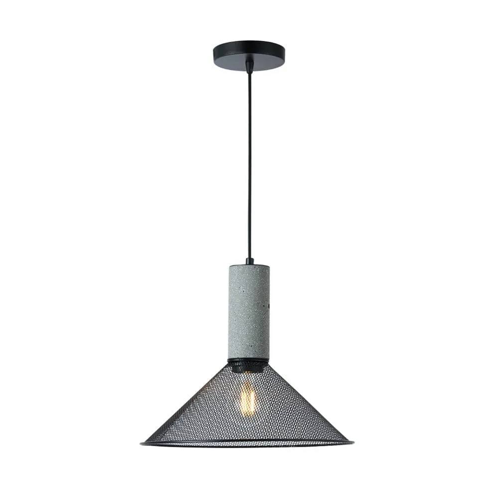 Jenkins Metal Pendant Light Black | Cement