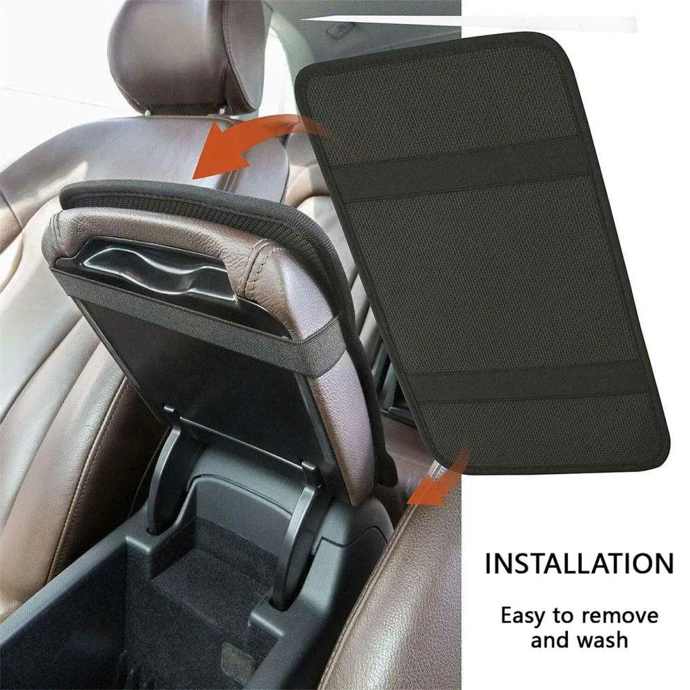 Jesus Cross Front Mountain With Sun Shining It Seat Box Cover, Religious Car Center Console Cover, Christian Car Interior Accessories