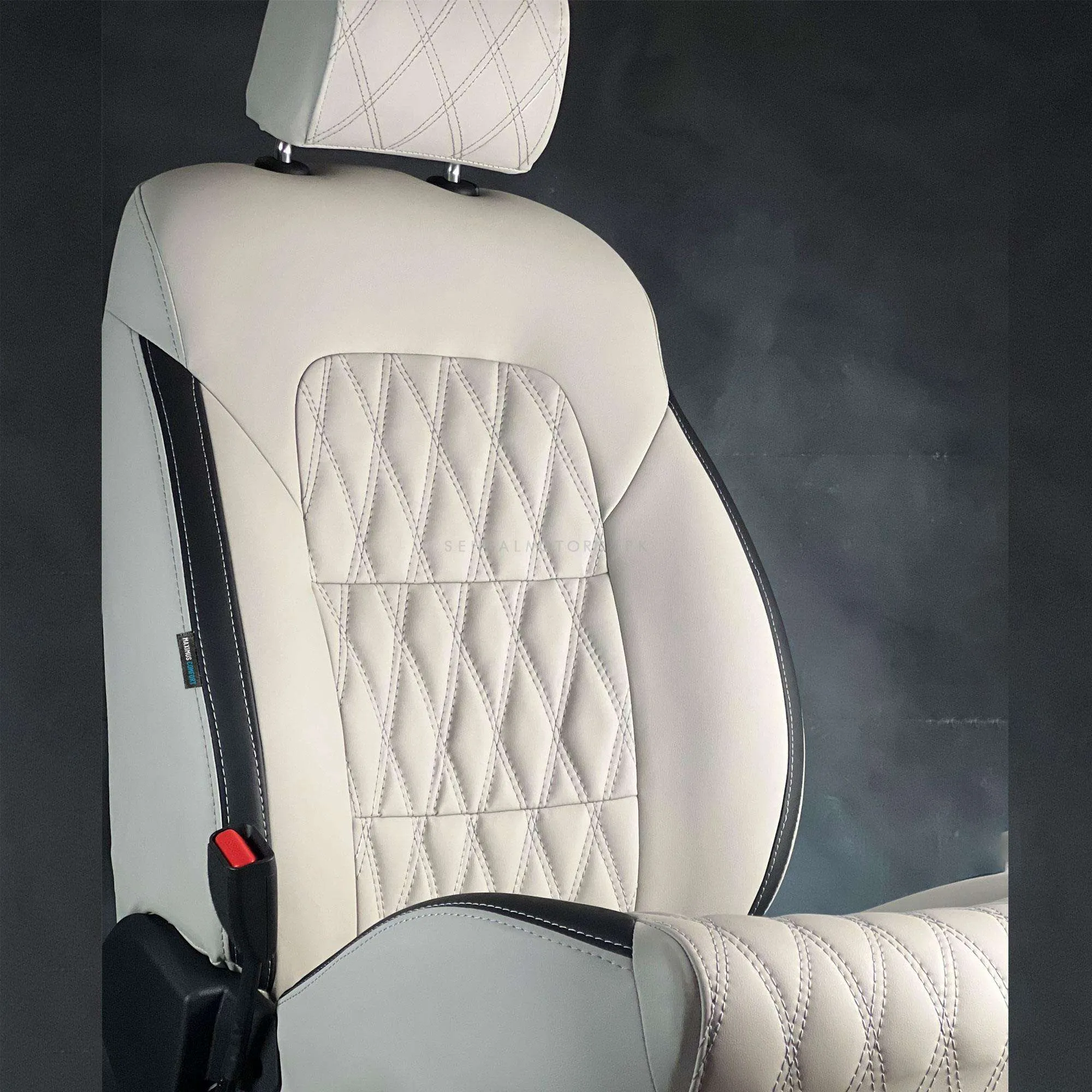 KIA Grand Carnival Diamond Cut Beige Black Seat Covers - Model 2019-2024