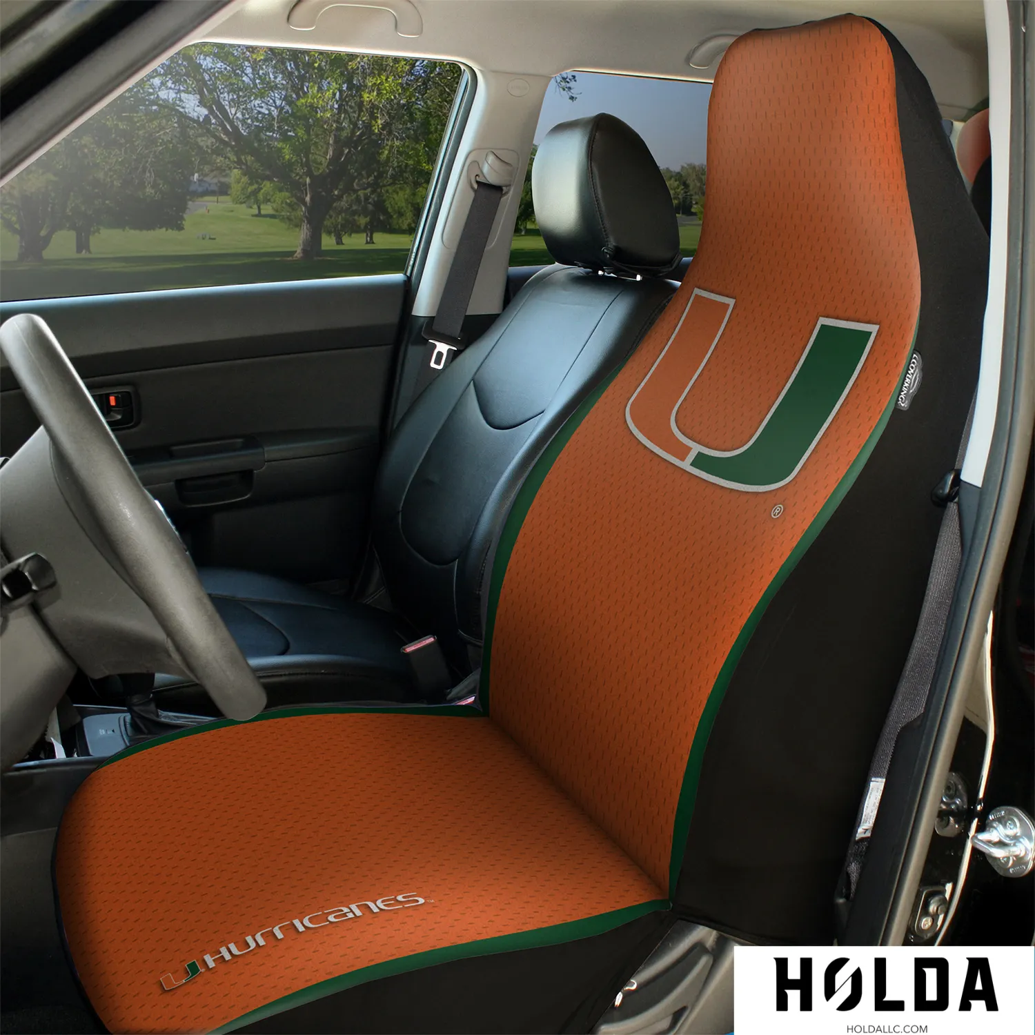 Miami Hurricanes Universal Seat Cover - Premium Ultimate Suede