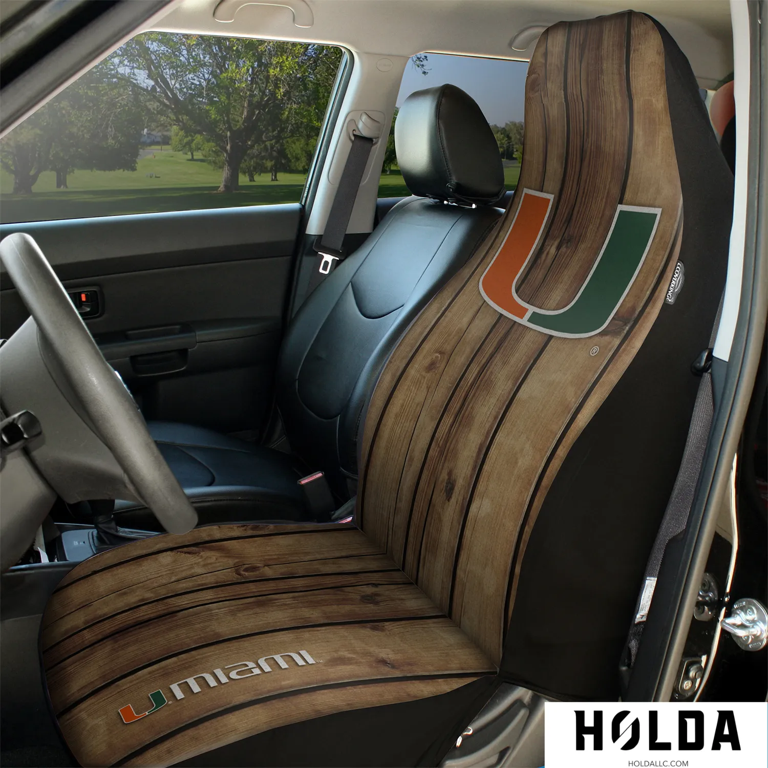 Miami Hurricanes Universal Seat Cover - Premium Ultimate Suede