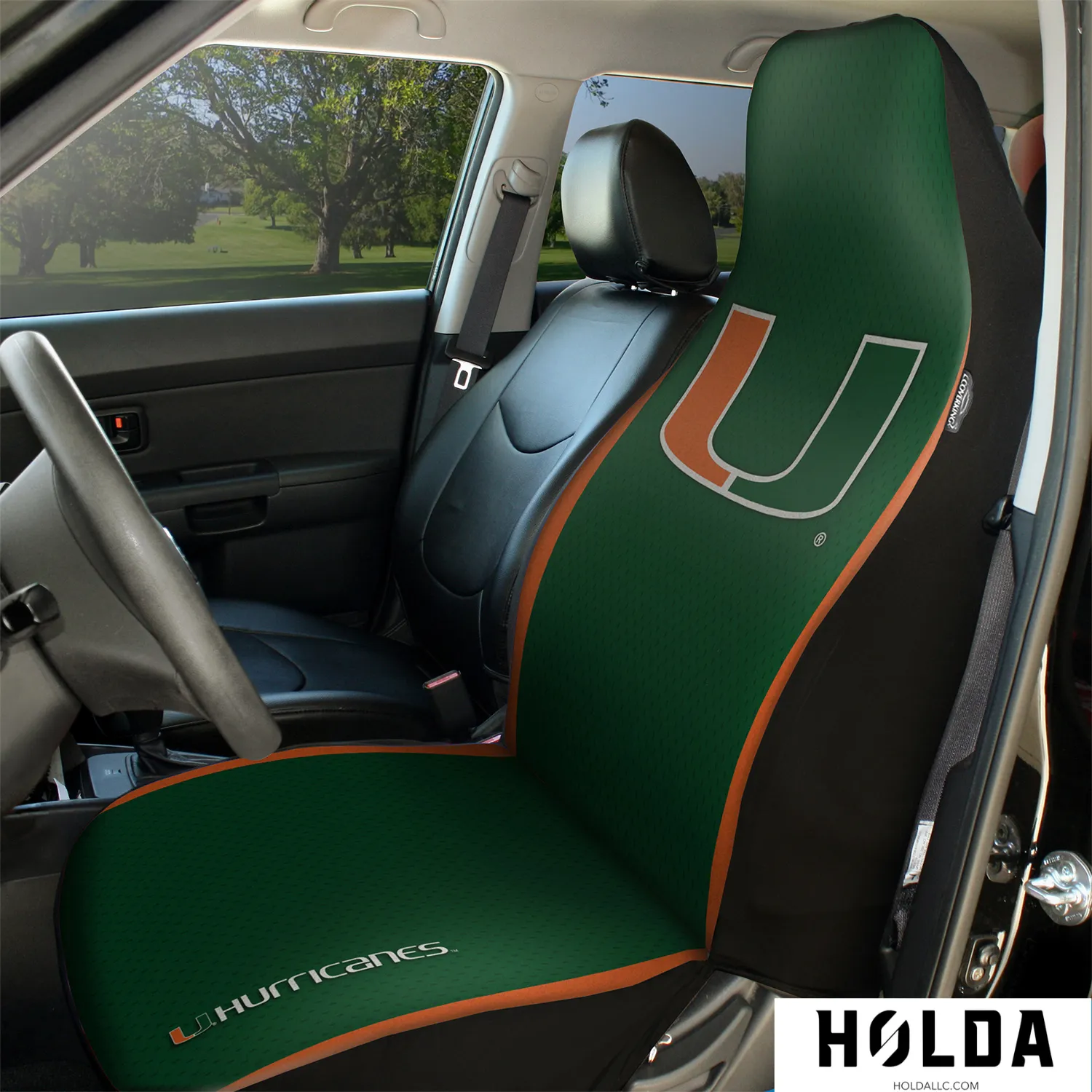 Miami Hurricanes Universal Seat Cover - Premium Ultimate Suede
