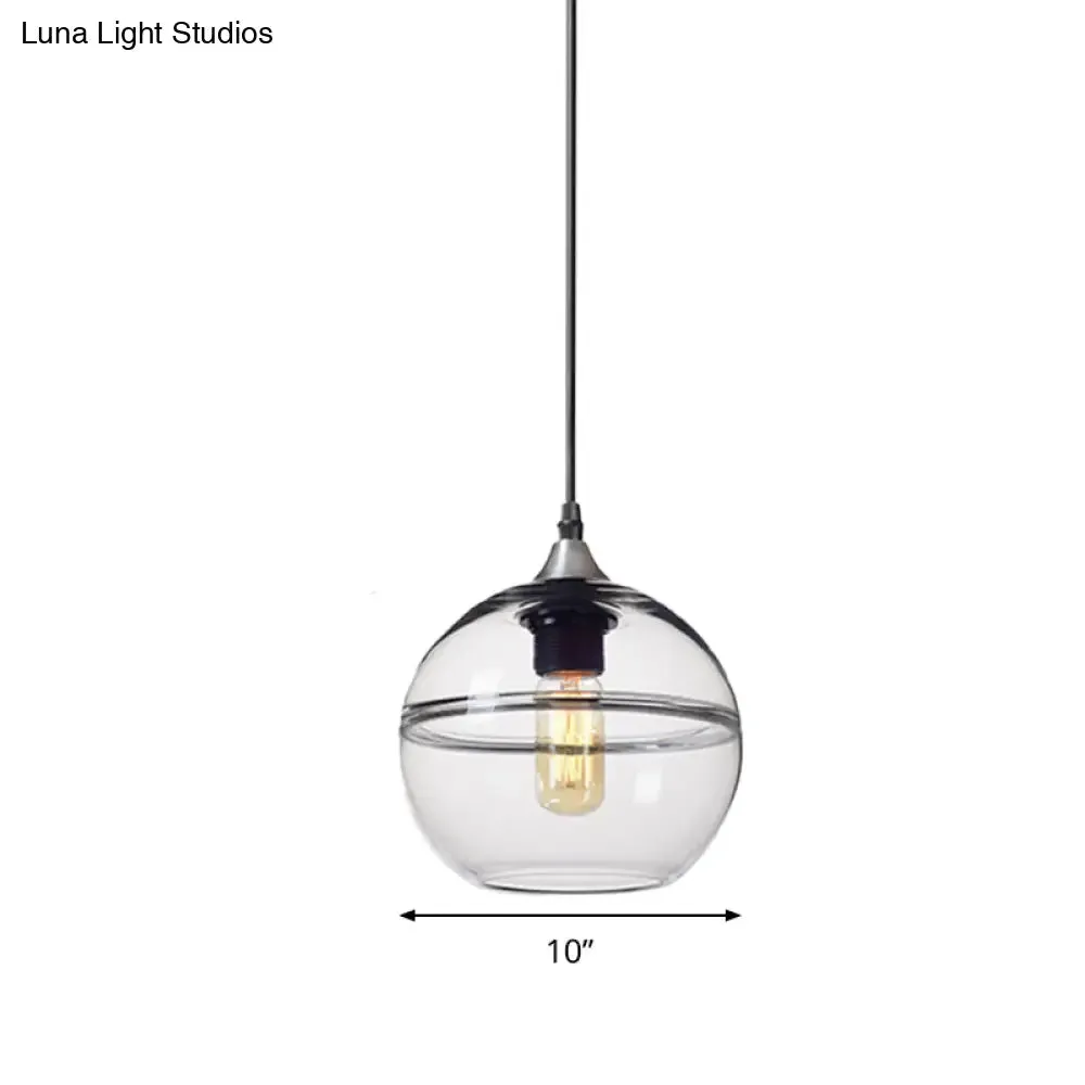 Modern Blue/Clear Glass Pendant Light for Dining Room – 1 Head, 8"/10"/12" Wide
