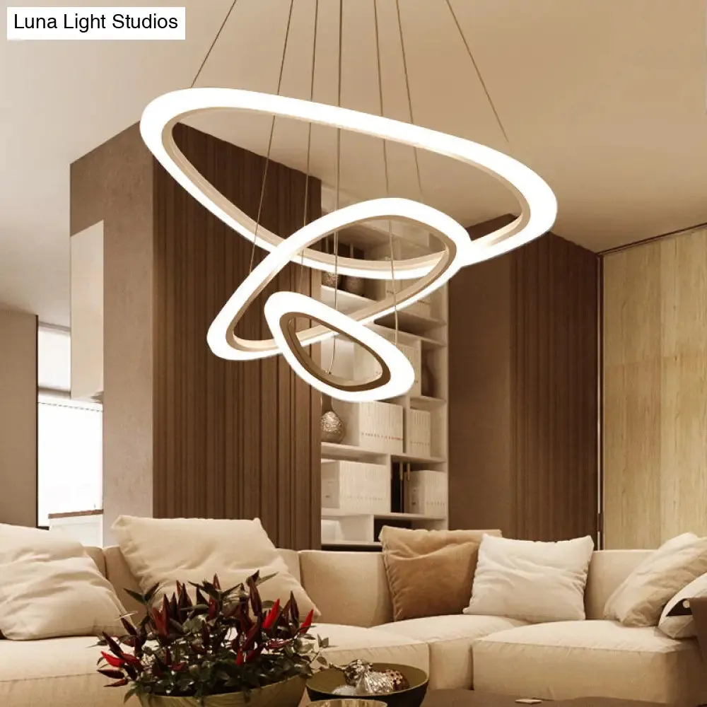 Modern LED Acrylic Triangle Ceiling Pendant Light Fixture - 1/2/3-Heads in Warm/White Light