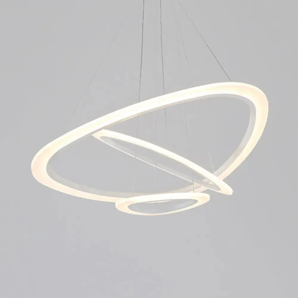 Modern LED Acrylic Triangle Ceiling Pendant Light Fixture - 1/2/3-Heads in Warm/White Light