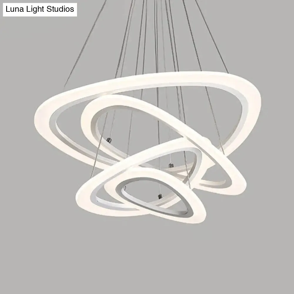 Modern LED Acrylic Triangle Ceiling Pendant Light Fixture - 1/2/3-Heads in Warm/White Light
