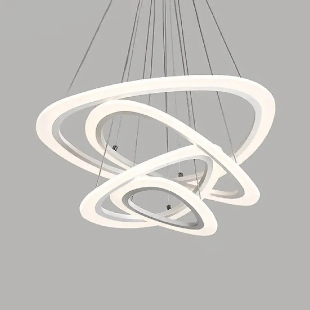 Modern LED Acrylic Triangle Ceiling Pendant Light Fixture - 1/2/3-Heads in Warm/White Light