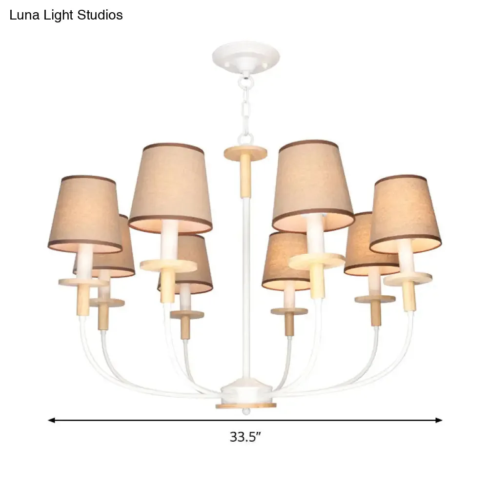 Modern Pendant Light with Flaxen Barrel Fabric Shade - 6/8 Heads