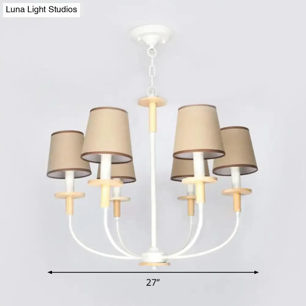 Modern Pendant Light with Flaxen Barrel Fabric Shade - 6/8 Heads
