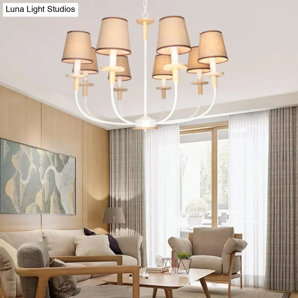 Modern Pendant Light with Flaxen Barrel Fabric Shade - 6/8 Heads