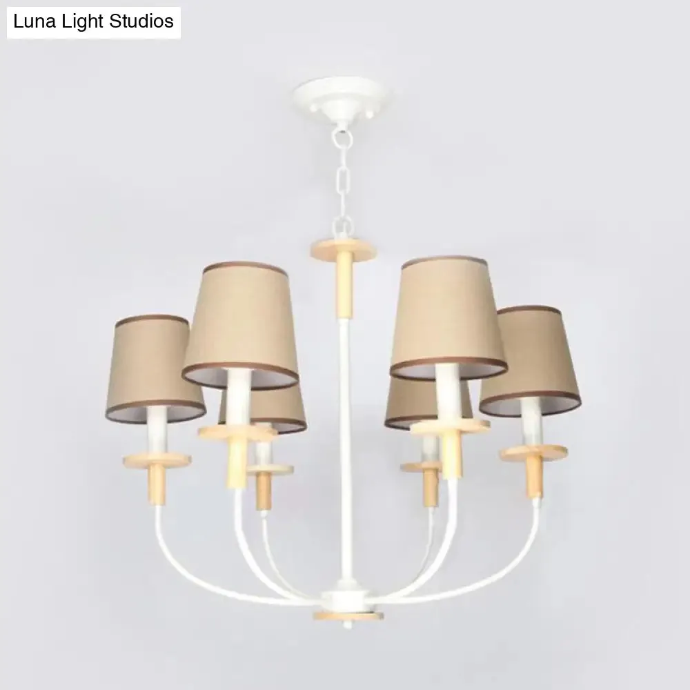 Modern Pendant Light with Flaxen Barrel Fabric Shade - 6/8 Heads