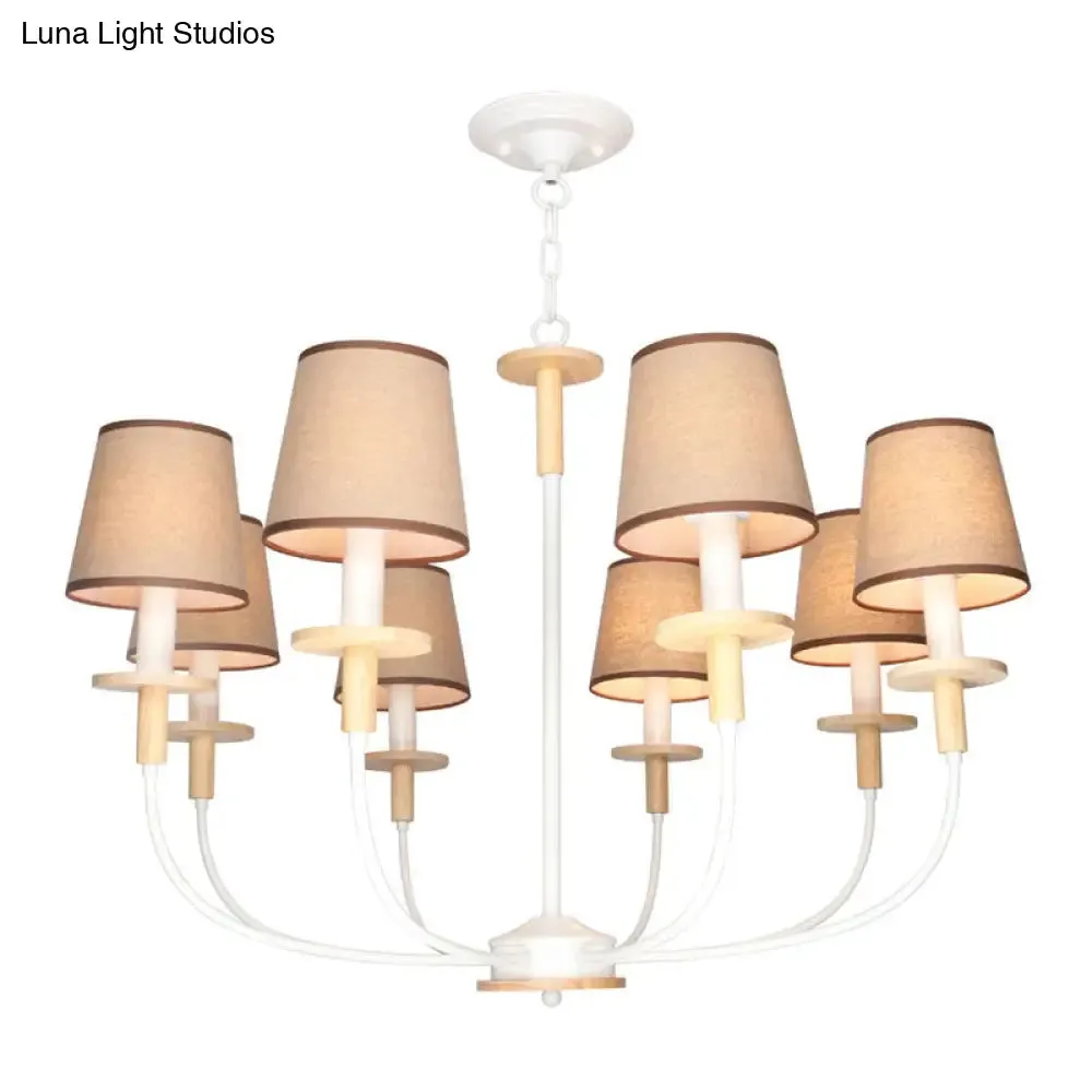 Modern Pendant Light with Flaxen Barrel Fabric Shade - 6/8 Heads
