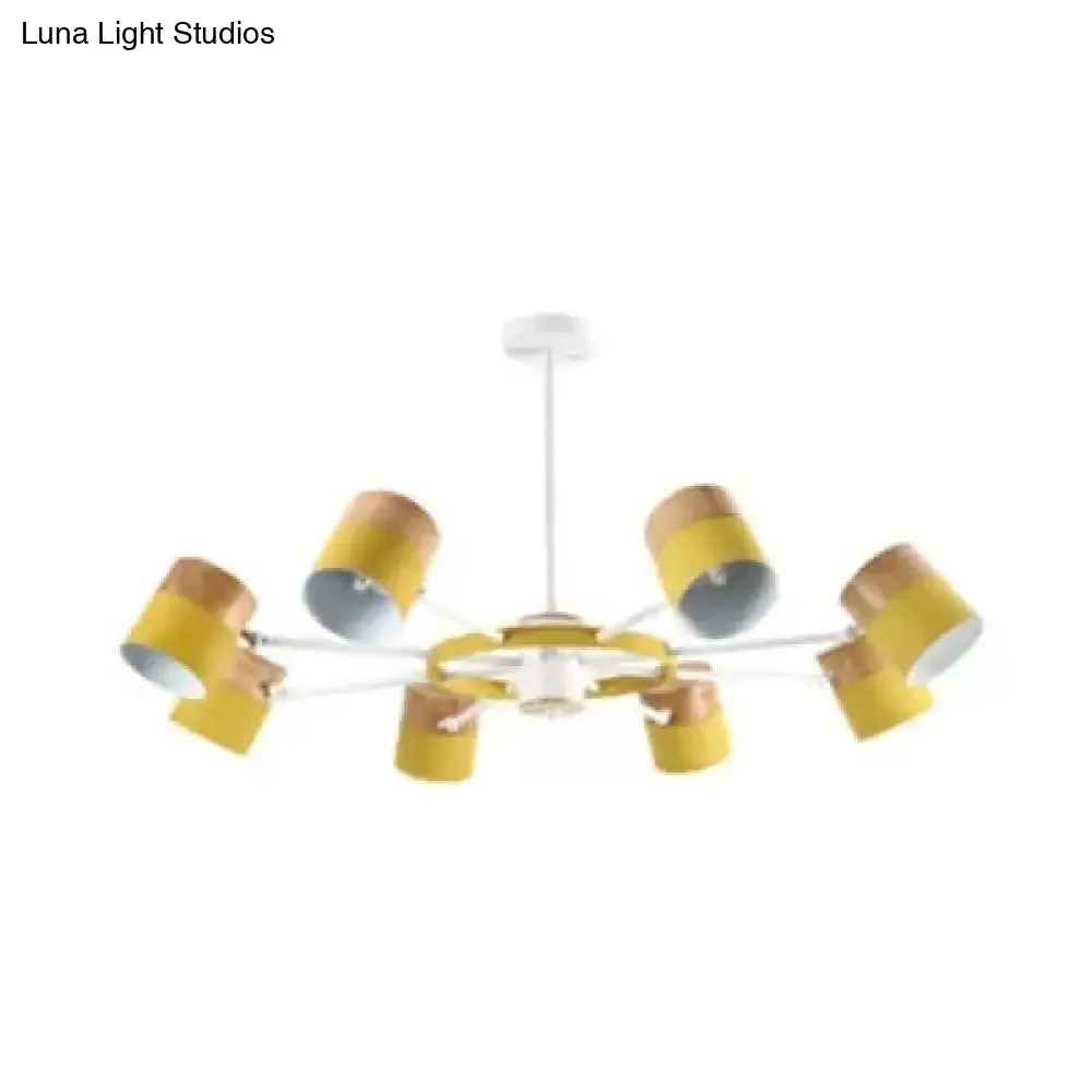 Modern Rotatable Metal Cylinder Chandelier: Macaron Style Ceiling Light for Nursing Room