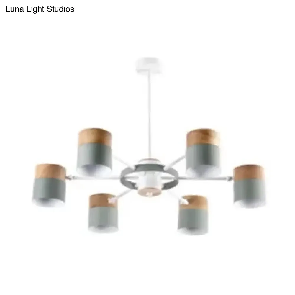 Modern Rotatable Metal Cylinder Chandelier: Macaron Style Ceiling Light for Nursing Room