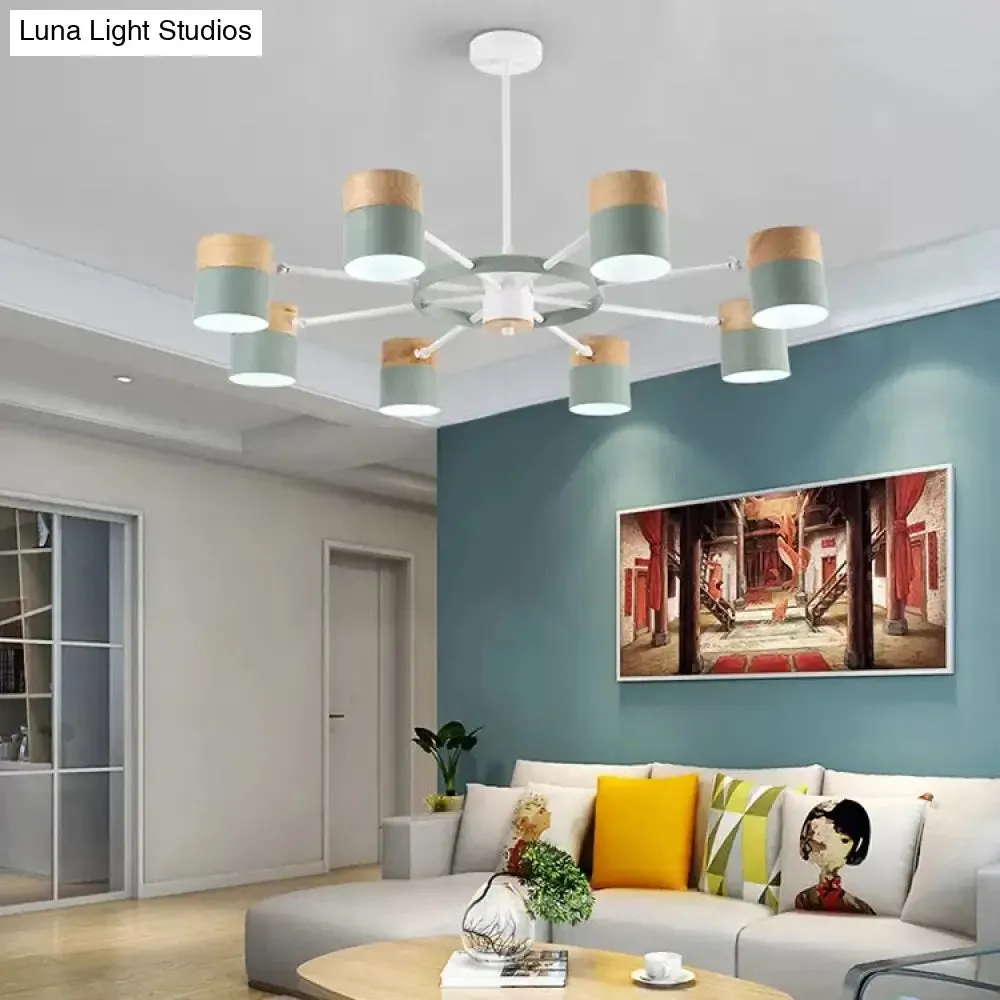 Modern Rotatable Metal Cylinder Chandelier: Macaron Style Ceiling Light for Nursing Room