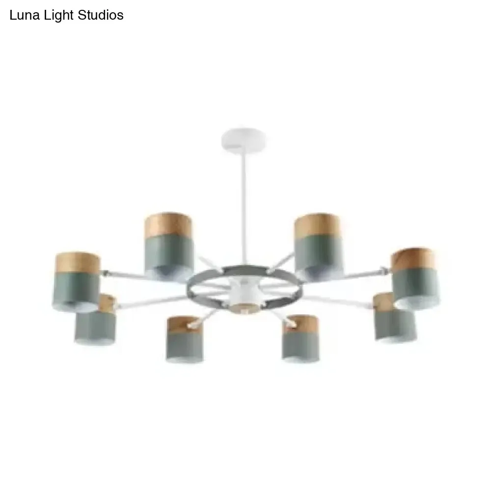 Modern Rotatable Metal Cylinder Chandelier: Macaron Style Ceiling Light for Nursing Room